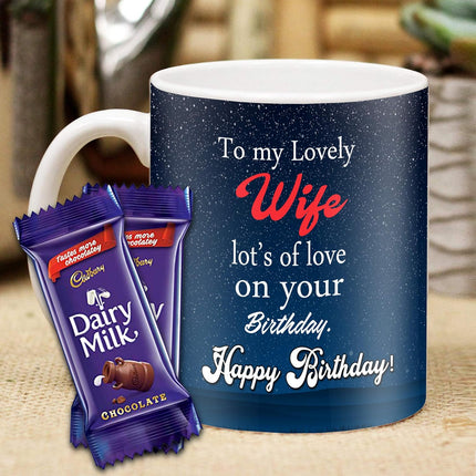 Birthday Gifts for Wife or Girlfriend – Special Chocolate Gift Pack with Printed Coffee Mug & Dairy Milk