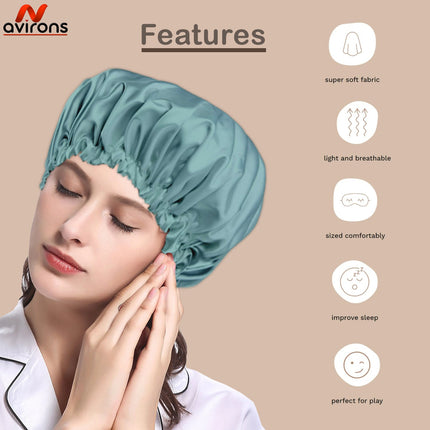Double Layer Silk Satin Sleeping Bonnet – Adjustable Hair Cap for Curly, Natural, and Frizzy Hair, Breathable & Soft