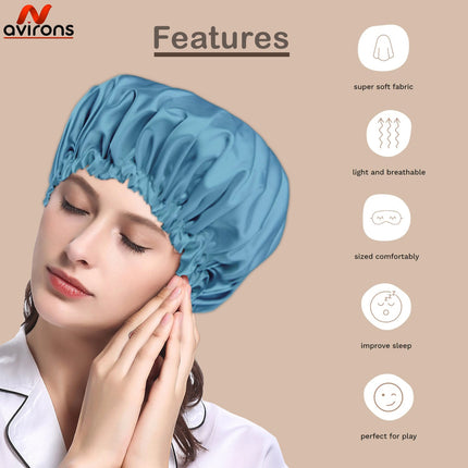 Silk Satin Double-Layer Bonnet – Sleep Cap for Hair Care, Adjustable and Reversible for Night Hair Protection