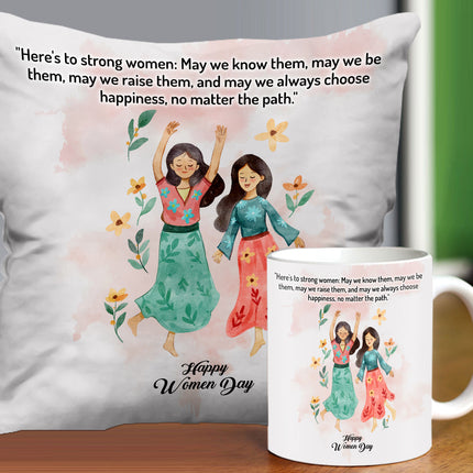 Special Women's Day Gift - Mug & Cushion Set for Her - Soft, Durable, and Thoughtful Gift