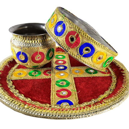 Karwa Chauth Proper Thali With Ritual Kit - Gift On Karwa Chauth, Karwa Chauth Gift Ideas