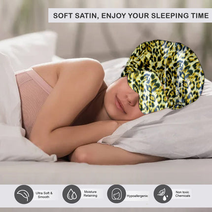 Silk Sleeping Cap & Eyemask Set with Adjustable Scrunchies – Protect Your Hair in Style