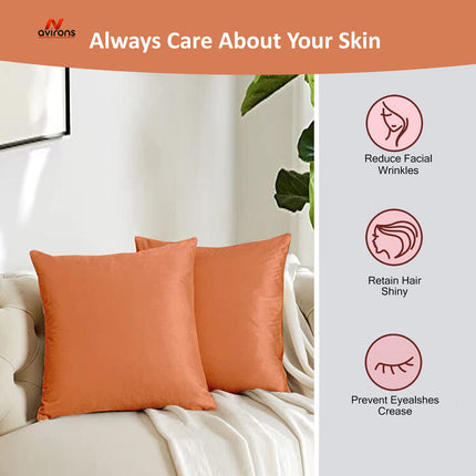 Satin Silk Cushion Cover – Luxurious Softness, Anti-Wrinkle, Cooling Cushioncase for Hair & Skin-16x16 Inch