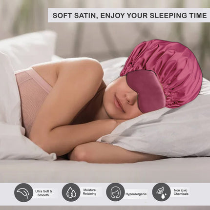 Luxury Satin Silk Sleep Cap & Eye Mask – Comfort and Style for a Restful Night