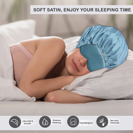 Silky Sleeping Cap with Eye Mask – Ultimate Hair Protection & Sleep Experience