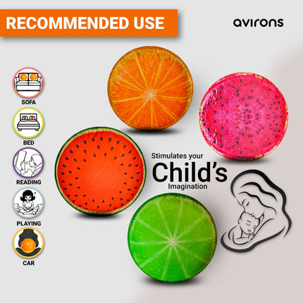 Velvet Multicolor Fruit Shape Cushion, Fruit Shaped Cushion for kids,Orange Plush Cushion,Fruit Shaped Throw Cushion,Multicolor Velvet Fruit shaped Cushions,Soft Velvet Fruit Shaped Cushion,Watermelon, Lemon, Dragon Fruit Cushion Combo