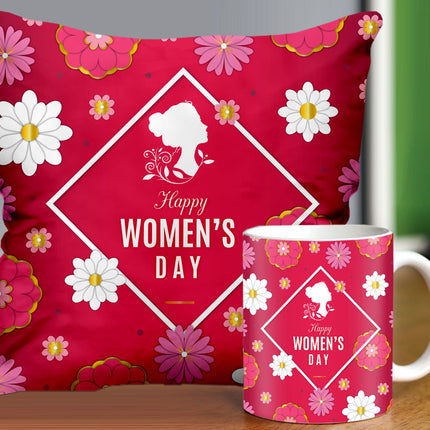 women day special cushion and mug combo 