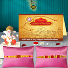 Set of 2 Rakhi with Ganesh Idol – Designer Raksha Bandhan Gift for Brother, Sacred Rakhi Combo with Lord Ganesha Figurine for Spiritual Vibes