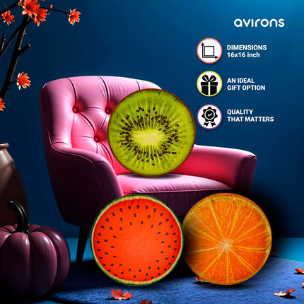 Fruit Cushions Combo for kids,Fruit Shaped Throw Cushion,Multicolor Velvet Fruit shaped Cushions,Soft Velvet Fruit Shaped Cushion,Watermelon & Kiwi Fruit Cushion Combo,Watermelon, Orange, Kiwi Cushion Set, 3D Fruit Combo Cushion Set,Kids Cushion