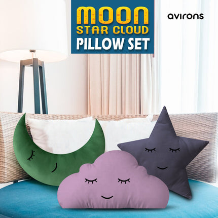 Cloud, moon, and star pillow set for nursery,Cloud moon star decor,Cloud,moon star pillow,Kids pillow set,Soft Star Moon Cloud Cushion for kids,Cute Star Moon Cloud Cushion for decor