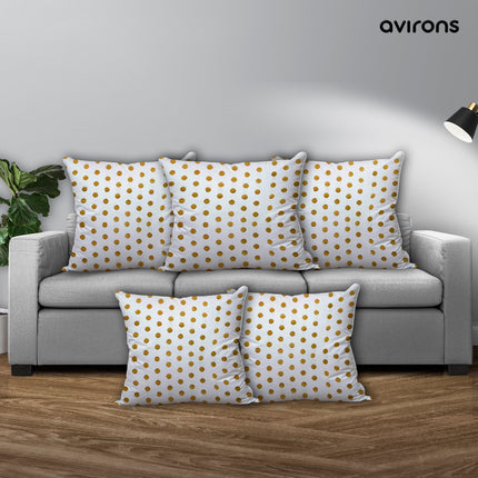 Royal Comfort Zippered Banarasi Cushion Cover Collection Cream Color Pack of 5-16x16 inch