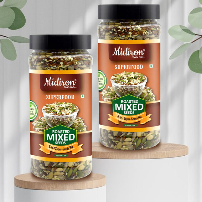 Roasted Mix Seeds - 6-in-1 Super Seeds Mix (250g) - High-Protein, Fiber-Rich Snack for Weight Loss, Energy Boost & Digestive Health