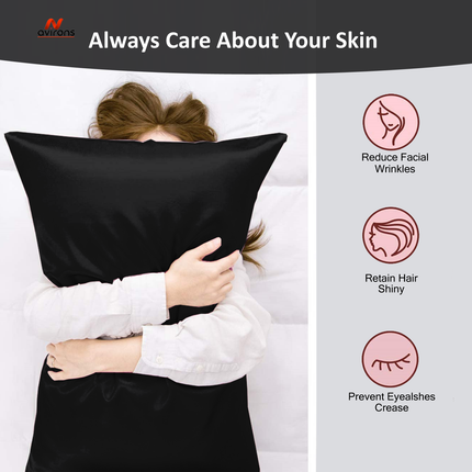 Avirons Silk Satin Pillow Cover, luxury satin pillowcase, hair protection pillow, satin pillow cover with elastic, premium pillowcase