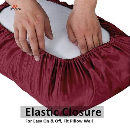 Elastic Pillow Cover,Hair-Friendly Pillowcase, Premium Satin Pillowcase, Satin Sleep Pillow Cover with Elastic, Anti-Breakage Pillowcase,Luxury Satin Pillow Cover