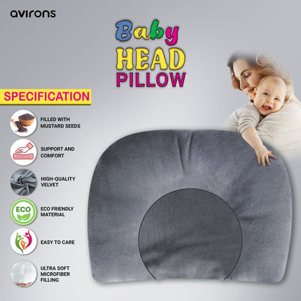 Newborn Mustard Seed Pillow, Eco-Friendly Baby Pillow, Non-Toxic Baby Pillow, Soft Baby Pillow for Head, Baby Pillow for Sleeping, Sarso Pillow for Babies, U-Shape Head Pillow for Babies