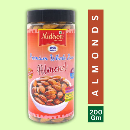 Natural Premium Whole Row Almonds ( 200 Gm) Almonds  (200 g) - Midiron