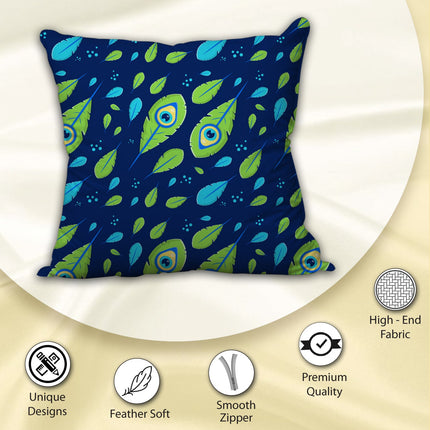 Morepankh Design Blue Cushion Cover – Elegant Decorative Pattern with Zipper Closure