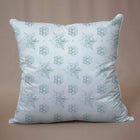 Elegant White and Blue Satin Cushion Cover - Snow Pattern with Zipper Closure