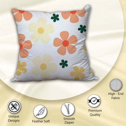 Modern Silk Satin Cushion Cover - Vibrant Floral Pattern with Secure Zipper