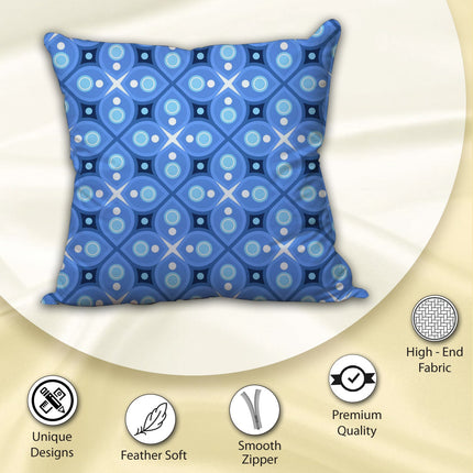 Modern Blue Geometric Cushion Cover – Stylish Decorative Design with Zipper Closure