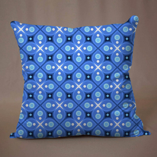 Modern Blue Geometric Cushion Cover – Stylish Decorative Design with Zipper Closure