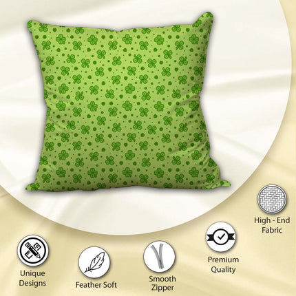 Green Leaf Print Cushion Cover – Elegant Decorative Design with Zipper Closure