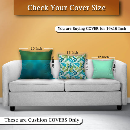 Luxury Blue Flower with Green Leaves Satin Cushion Cover with Zipper Closure