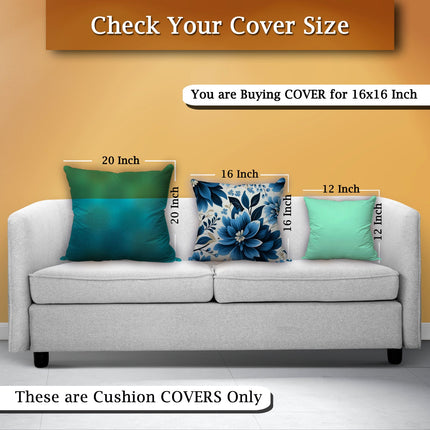 Luxury Blue Satin Silk Cushion Cover - Floral Print with Zipper Closure