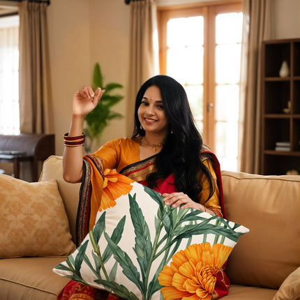 Satin Silk Cushion Cover with Zipper - Cushion Cover with Luxury Decorative Floral Design