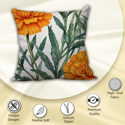 Satin Silk Cushion Cover with Zipper - Cushion Cover with Luxury Decorative Floral Design