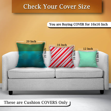 Red Satin Cushion Cover with Striped Design & Zipper Closure