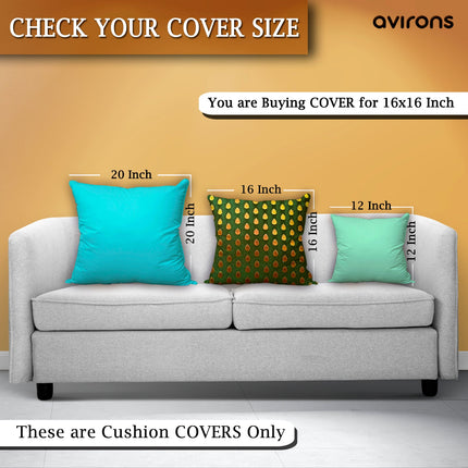 Chic Banarasi Cushion Cover with Stylish Zipper Green Color Pack of 5-16x16 inch