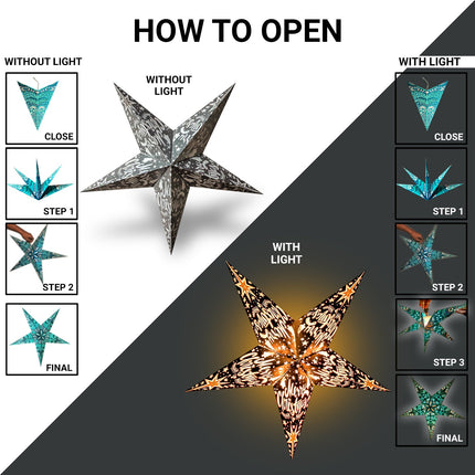 Luxury Hanging Paper Star – Foldable Star Lantern for Christmas, Holiday & Festive Decorations