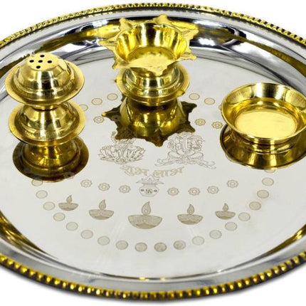 Two-Tone Silver Plated Brass and Steel Decorative Piece - 1 Piece, Silver and Brown Finish - Elegant Home Décor Item - Premium Brass and Steel Decorative Accent