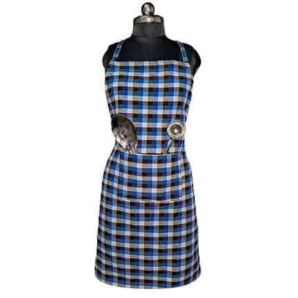 , durable apron, all-purpose apron, lightweight apron, kitchen accessories, apron for men and women, blue gingham apron, stylish apron, cooking accessories, home apron, grilling apron, BBQ apron, gardening apron