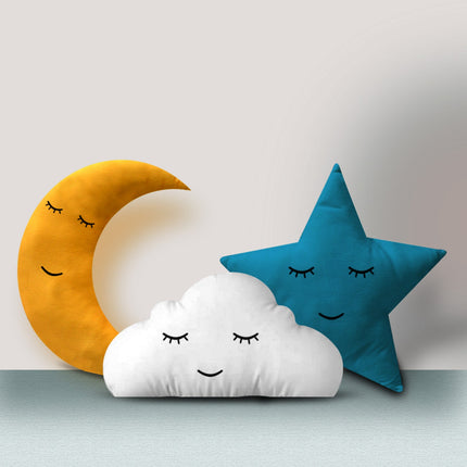 Star, Moon, Cloud Plush Pillow Set – Hypoallergenic Throw Pillows for Nursery & Children's Room Decoration