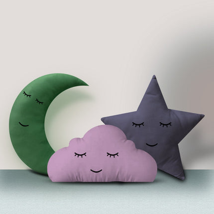 Whimsical Cloud, Moon, Star Pillows – Soft Plush Celestial Décor for Kids' Rooms, Nurseries, and Playrooms