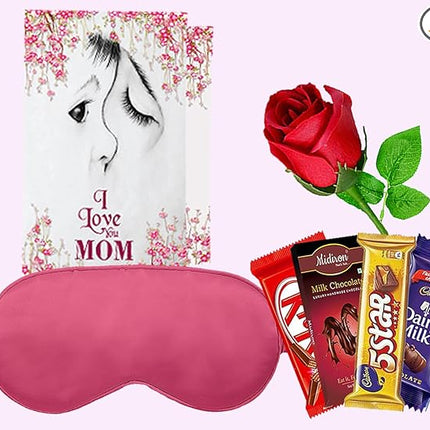 Women’s Day Special Gift
Chocolate and Rose Combo
Relaxation Gift for Her
Eye Mask and Greeting Card Gift