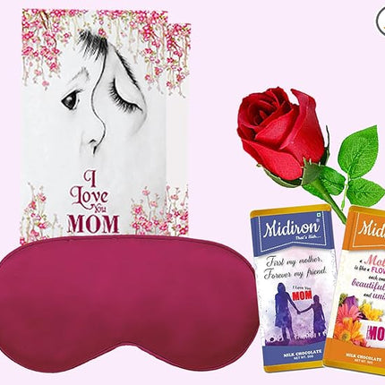 Mother’s Day Gift Set
Chocolate and Rose Combo
Relaxation Gift for Mom
Eye Mask and Card Present
Thoughtful Gift for Mother