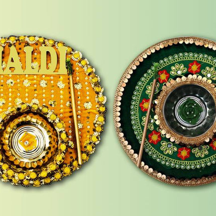 Wedding thali set
Haldi ceremony decor
Pooja thali set for Haldi
Haldi ceremony essentials
Wedding ritual accessories
Haldi pooja celebration