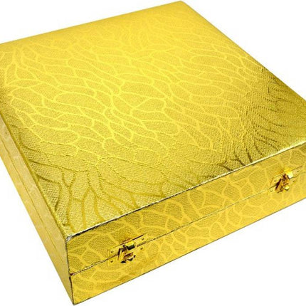 Premium Stainless Steel Golden Plated Pooja Thali -Traditional Aarti Thali for Home & Temple, Ideal for Festivals & Daily Worship