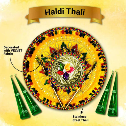 Haldi thali tray design
Haldi thali for rituals
Handcrafted pooja thali
Wedding thali set
Haldi ceremony decor