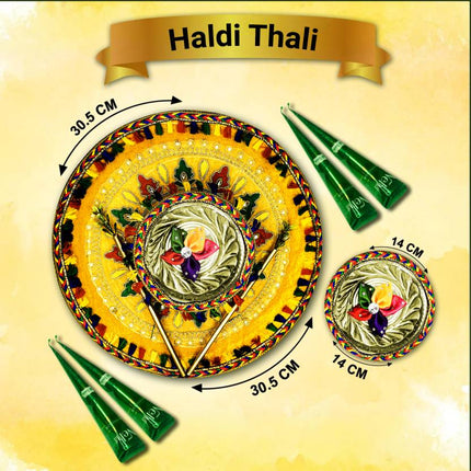 Haldi thali tray design
Haldi thali for rituals
Handcrafted pooja thali
Wedding thali set
Haldi ceremony decor