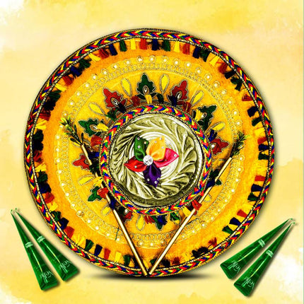 Haldi thali tray design
Haldi thali for rituals
Handcrafted pooja thali
Wedding thali set
Haldi ceremony decor