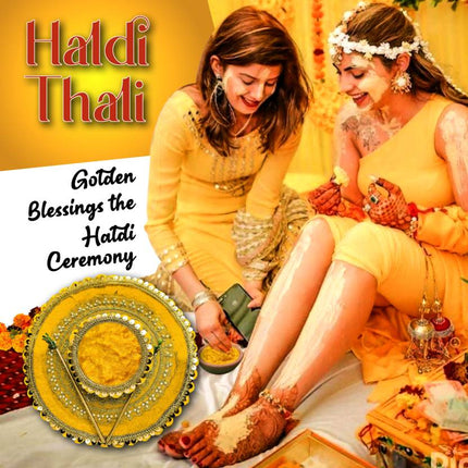 Traditional Haldi Wedding Thali – Love-Filled Decorative Platter with Bowl for Haldi Ceremony
