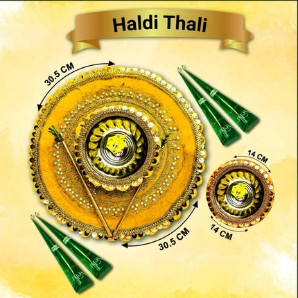 Traditional Haldi Wedding Thali – Love-Filled Decorative Platter with Bowl for Haldi Ceremony