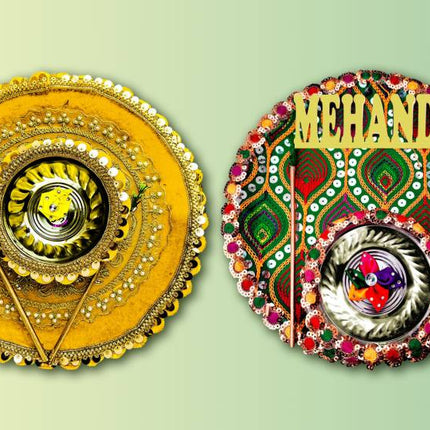 Beautiful Mehndi & Haldi Ceremony Platter Combo – Traditional Festive Thali Set
