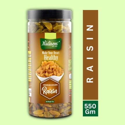 Natural Premium Golden Raisin/kishmish Raisins  (550 g) - Midiron