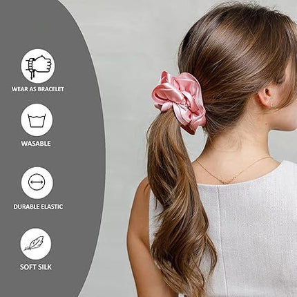 Premium Satin Silk Scrunchies for Women and Girls Set of 5 for Less Hair fall