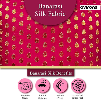 Designer Banarasi Cushion Cover Elegance zipped Red Color Pack of 2-16x16 inch